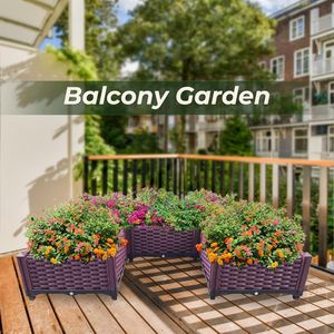 Jardinera Elevada de Plástico, Cajas de Cultivo para Interiores y Exteriores, Juego de Macetas para Vegetales, Frutas, Flores y Hierbas - Product Image 4