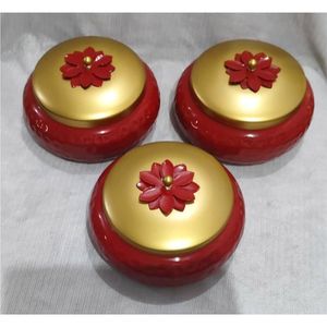 Juego de Recipientes Metálicos Decorativos para Frutos Secos, Diseño Artesanal |   Frascos de Regalo de Arte Tradicional Indio con Tapas con Acabado Dorado - Product Image 6
