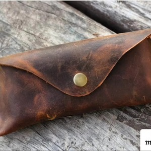 New Genuine Leather Classic Handmade Water Resistant Lightweight Luxury Glasses Cover Eyewear Case <b>Sunglasses</b> Pouch Bulk - Product Image 2
