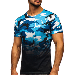Camiseta de Manga Corta para Hombre, Cuello Redondo, Corte Ajustado, Tejido de Punto, Informal, Transpirable, Largo Regular, 100% Algodón, Estampada, Ecológica, 220g - Product Image 1