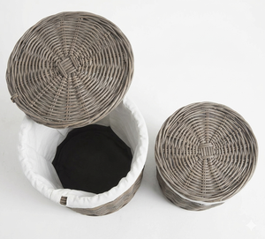 Wholesale Wicker Laundry <b>Basket</b> Round Eco friendly Rattan Storage Bin for Hotel & Resort Handwoven Dirty Clothes Organizer - Product Image 2