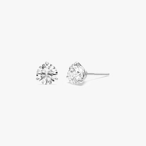 Pendientes de botón Martini de oro blanco de 14K con diamante cultivado en laboratorio, corte brillante, engaste de garra, parte trasera roscada, 2.00 quilates, chapados en rodio, de moda - Product Image 3