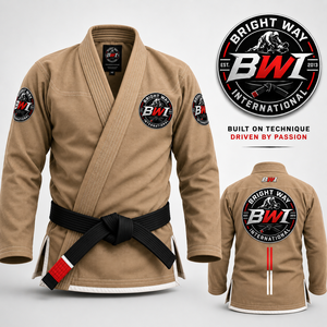 Kimono de BJJ BRIGHT WAY INTERNATIONAL Unisex, Poliéster/Algodón, Logotipo Bordado Delantero y Trasero, Ajuste Holgado y Duradero para Adultos, Secado Rápido, 380g - Product Image 1