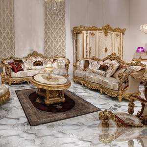 Juego de Sofás de Lujo Estilo Maharaja, Muebles de Sala de Estar Blancos y Dorados, Sofás Antiguos Personalizados en Oferta en Atlanta - Product Image 3