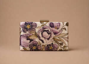 Floral Zardozi Silk Soft Portable <b>Clutch</b> Bag Pearl Embellished Evening Purse Handmade Wedding Party Chain Strap Flap Closure - Product Image 6
