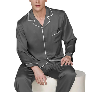 Superbe ensemble de pyjama en satin de luxe personnalisé 2026 pour homme, 100 % soie, vêtements de détente, vêtements de nuit - 2 pièces en soie - Product Image 4
