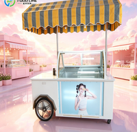 Chariot à glaces portable équipé d'un congélateur pour les activités commerciales en extérieur