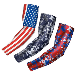 Red Patterned <b>Compression</b> <b>Arm</b> <b>Sleeves</b> Sports <b>Sleeves</b> for Workout Gym <b>Arm</b> <b>Sleeves</b> Bicep <b>Sleeves</b> Sun Protection - Product Image 2
