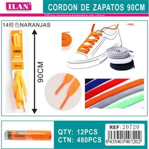 Ilan Shoe <b>Laces</b> 90Cm Orange Flat For Sneakers - Product Image 3