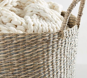 Cesta de algas marinas de color natural con base negra, cesta de almacenamiento hecha a mano, venta al por mayor, ecológica, hecha en Vietnam - Product Image 4