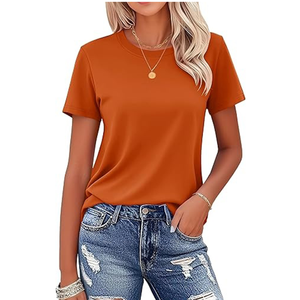 Camiseta de algodón lisa de alta calidad para mujer - Product Image 1