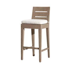 Luxury Outdoor Bar <b>Stool</b> Solid Teak Comfortable Cushion Seat Elegant Slat Back Eco-Friendly Premium Patio Garden Furniture - Product Image 1