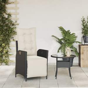 Black Poly <b>Rattan</b> <b>Reclining</b> Patio <b>Chair</b> with Footrest <b>Garden</b> <b>Chairs</b> - Product Image 3