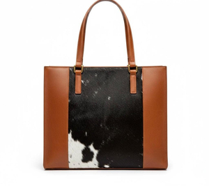 Elegant Panelled Cowhide Leather Tote <b>Bag</b> <b>With</b> Hasps Closure For Daily Use All Seasons - Product Image 1