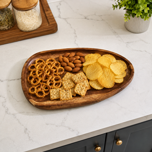 Bandeja Ovalada de Madera de Acacia Premium |   Plato Decorativo Hecho a Mano para Mesa de Centro, Cocina, Comedor, Organizador de Desayuno, Exhibidor - Product Image 4