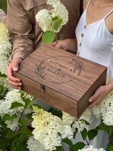 Custom Personalized Eco-Friendly Durable Wooden <b>Memory</b> Keepsake <b>Box</b> for Wedding Engagement Him Her Boyfriend Girlfriend Tabletop - Product Image 4