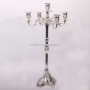 Candelabros decorativos de metal de hierro forjado con detalles de cristal ideales para Bodas de lujo y decoración de escenario de recepción - Product Image 5