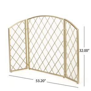 Protector de Chimenea Metálico Plegable con Diseño de Rejilla de Diamantes, Resistente al Calor, Protección Contra Chispas, Decorativo - Product Image 2