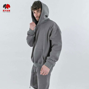 เสื้อฮู้ดดี้สตรีทแวร์แบบเรียบ ผ้าฝ้าย 100% คุณภาพสูง หนานุ่ม สไตล์พูลโอเวอร์ สำหรับผู้ชาย - Product Image 1