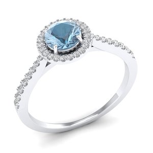 REYES Elegance <b>925</b> Sterling <b>Silver</b> GRA Certified Moissanite Engagement <b>Rings</b> For Women Natural Aquamarine Gemstone Fine Jewelry - Product Image 2