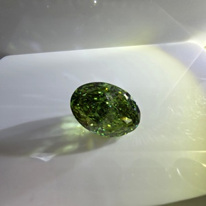 Diamant de laboratoire certifié IGI 10 carats, taille ovale brillant modifié, vert vif fantaisie, VS1, diamant non monté - Product Image 1