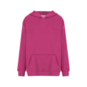 Sweat-shirt à capuche rose pour femme, couleur unie, manches longues, poche, tricoté, décontracté, automne, matière polaire - Product Image 1