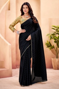 New Design Silk Tusser Weaving Butti Saree with Cutwork Border & Digital Print for Party Occasions - Product Image 3