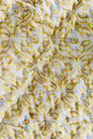 Couvre-lit indien fait main, élégant, traditionnel, jaune, motif œil porte-bonheur, imprimé au bloc, réversible, cousu main, pour la décoration de la literie