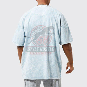 Camiseta de Moda Estampada 100% Algodón para Hombre, Lavado Ácido, Cuello Redondo, Corte Holgado, Alta Calidad - Product Image 2