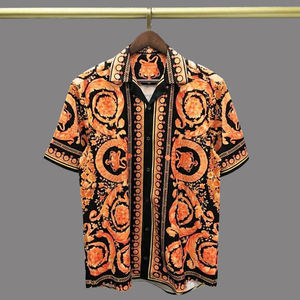 <b>Men</b> Vintage Stand Twill Beach <b>Shirt</b> 100% <b>Silk</b> Eco-Friendly Quick Dry Summer Casual Short Sleeve Vacation Fashion Wholesale - Product Image 2