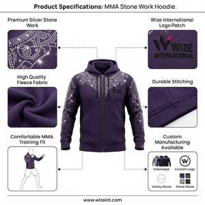 Sudadera con Capucha para Hombre, Color Morado, con Pedrería, Diseño Paisley, Corte Regular, Informal, con Cierre, para Otoño, Deportiva, para MMA - Product Image 6