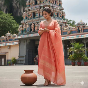 Conjunto de Traje de Algodón con Tejido Clásico y Rico Trabajo Jacquard - Product Image 1