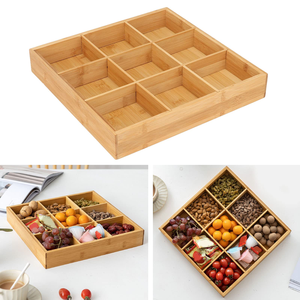 Plateau en bois pour servir les noix, design classique, prix fabuleux, article décoratif pour la maison, plateau à compartiments multiples pour en-cas et bonbons - Product Image 1