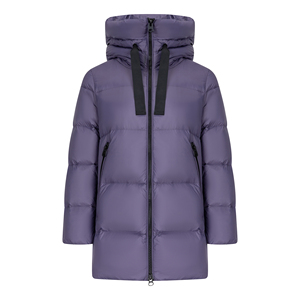 Long <b>Quilted</b> Puffer <b>Jacket</b> Hooded Full Sleeve Winter Coat Purple Polyester Wadding Zipper Closure - Product Image 1