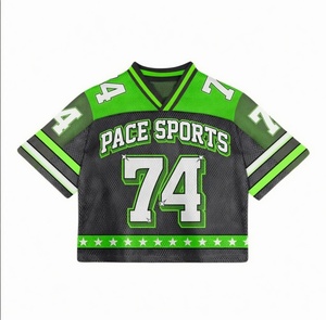 Camiseta de Fútbol Americano Personalizada, Color Verde Azulado y Blanco, Sublimada, con Cuello en V y Número - Product Image 4