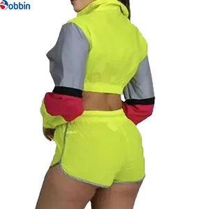 Conjunto Deportivo Corto para Mujer, Estilo Urbano, Transpirable, Cortavientos, Tallas Grandes, Primavera-Verano, Ligero, de Nailon Estampado - Product Image 2