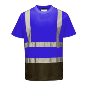 เสื้อยืดนิรภัยสะท้อนแสงสีน้ำเงินสำหรับผู้ชาย แห้งเร็ว ผลิตจากโพลีเอสเตอร์ เหมาะสำหรับงานกลางแจ้ง แขนสั้น ใส่สบายในฤดูร้อน - Product Image 1