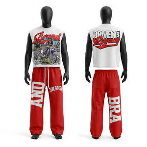 Conjunto de Pantalones Anchos y Camiseta sin Mangas con Estampado Gráfico de Felpa de 350 GSM, Logotipo Personalizado, Conjuntos para Mujer - Product Image 2