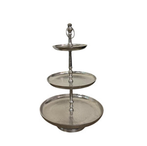 Soporte de Lujo de 3 Niveles para Cupcakes de Metal Plateado, Exhibidor de Postres de Aluminio Martillado para Bodas, Torre de Servicio de Aperitivos de Metal Resistente - Product Image 2