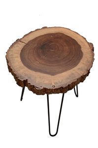 Handmade Live Edge Wooden <b>Side</b> <b>Table</b> with Hairpin Metal Legs <b>Rustic</b> Tree Slice End <b>Table</b> Natural Wood Coffee <b>Table</b> for Living - Product Image 5