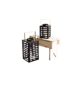 Lanterne carrée en métal noir, artisanale, écologique, au meilleur prix, pour bougies chauffe-plat, centre de table, décoration intérieure, style art moderne - Product Image 1