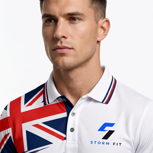 เสื้อโปโลพิมพ์ลายธงชาติออสเตรเลียสำหรับผู้ชาย แบรนด์ Storm Fit แขนสั้น แห้งเร็ว สปอร์ต ทรงปกติ ผลิตจากผ้าโพลีเอสเตอร์ถัก - Product Image 4