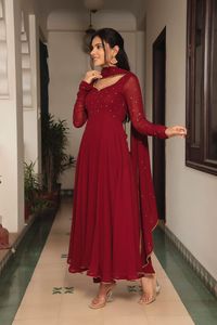 PARTY WEAR GEORGETTE SEQUENCE WORK GOWN WITH DUPATTA RED 62897 - Product Image 4