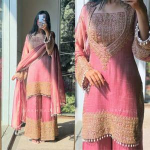 Latest Designer Heavy Embroidery Fully <b>Stitched</b> & Ready to Wear Top Bottom Dupatta Set for Women - Product Image 3