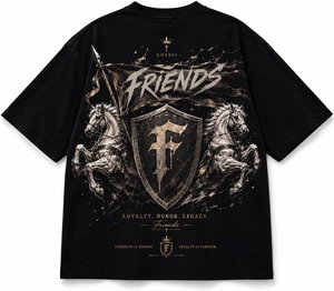Camiseta de Hombre con Estampado de Caballo Caballero Negro, Manga Corta, Corte Regular, Cuello Redondo, 100% Algodón Jersey, Impresión Digital - Product Image 6