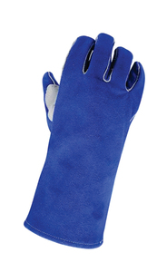Holy Signs International HSI-0018 Leather Welding <b>Gloves</b> Cotton Lined Straight Thumb Molten Metal Splash Resistant TIG Use Blue - Product Image 3