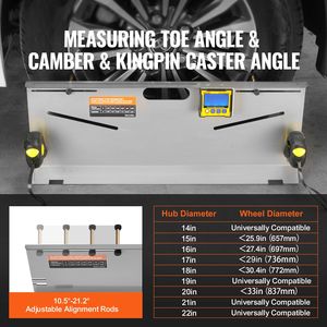 Lot de 2 outils d'alignement de roues en acier inoxydable haute précision (0,1 degré) avec jauge de carrossage/rotation/écartement magnétique - Product Image 3