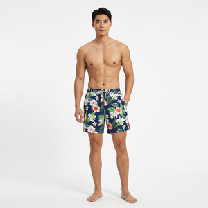 Shorts imprimés pour hommes, séchage rapide, taille à cordon de serrage, short de bain décontracté, longueur mi-cuisse, en polyester - Product Image 5