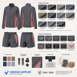 Ensemble veste et short de sport pour femme avec logo personnalisé, coupe oversize, en polyester léger, style streetwear, fournisseur de vêtements pour commandes en gros - Product Image 5