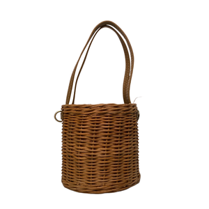 Modèle chaud nouvel article panier en rotin naturel cylindrique avec doublure en coton marron et poignée en cuir pour pique-nique Camping Vietnam - Product Image 1